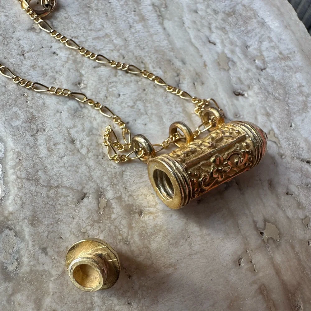 Gold Plated Artisan Keepsake Pendant and 18k Gold Filled 20” Chain